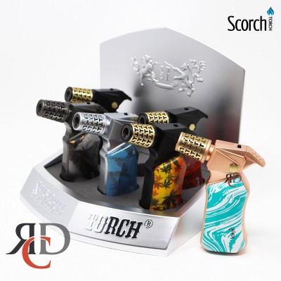 SCORCH TORCH 90DEG BLOW TORCH TWO-TONE METAL & DESIGN W/ HOLD BUTTON STDS131 6CT/ DISPLAY